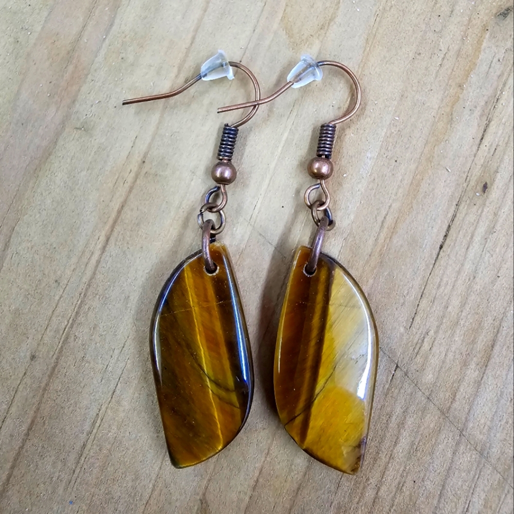 OOAK Genuine Tiger Eye Earrings